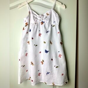 Reformation Girls White Linen Dress with Embroidery Sz 8 - RARE